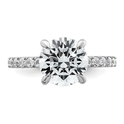 14K Weißgold Verlobungsring mit 0,5 ct. im Labor gezüchteten Diamanten VS/SI+ G+, 3 ct. Mittelstein, Flair-Schliff, rund