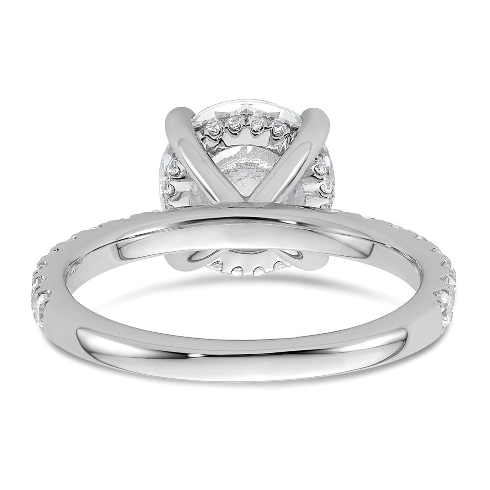 14K Weißgold Verlobungsring mit 0,5 ct. im Labor gezüchteten Diamanten VS/SI+ G+, 3 ct. Mittelstein, Flair-Schliff, rund