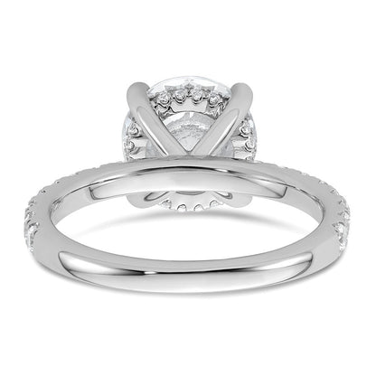 14K Weißgold Verlobungsring mit 0,5 ct. im Labor gezüchteten Diamanten VS/SI+ G+, 3 ct. Mittelstein, Flair-Schliff, rund