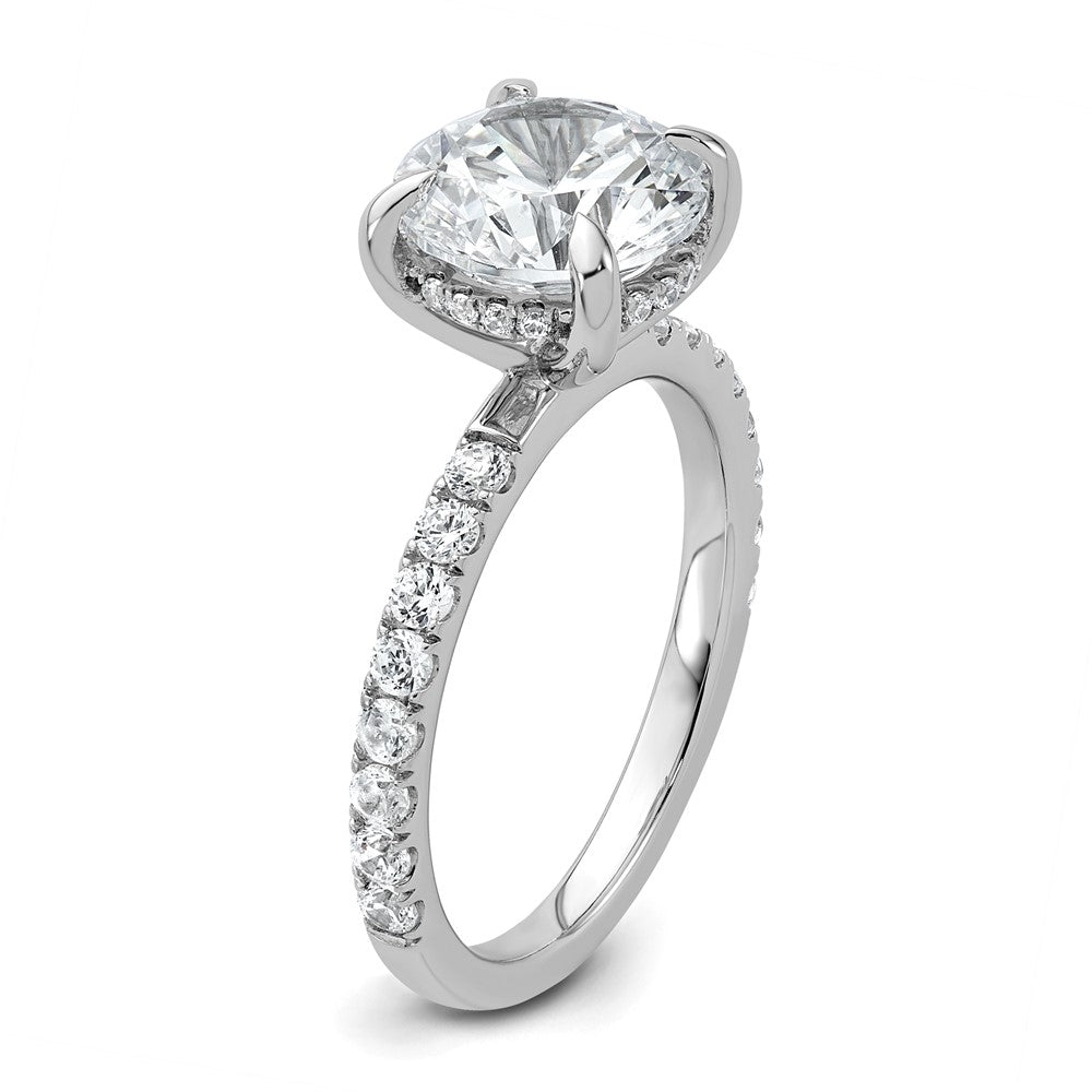 14K Weißgold Verlobungsring mit 0,5 ct. im Labor gezüchteten Diamanten VS/SI+ G+, 3 ct. Mittelstein, Flair-Schliff, rund