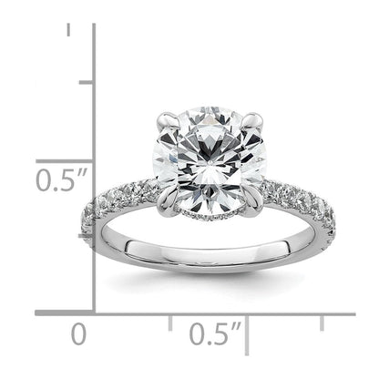 14K Weißgold Verlobungsring mit 0,5 ct. im Labor gezüchteten Diamanten VS/SI+ G+, 3 ct. Mittelstein, Flair-Schliff, rund