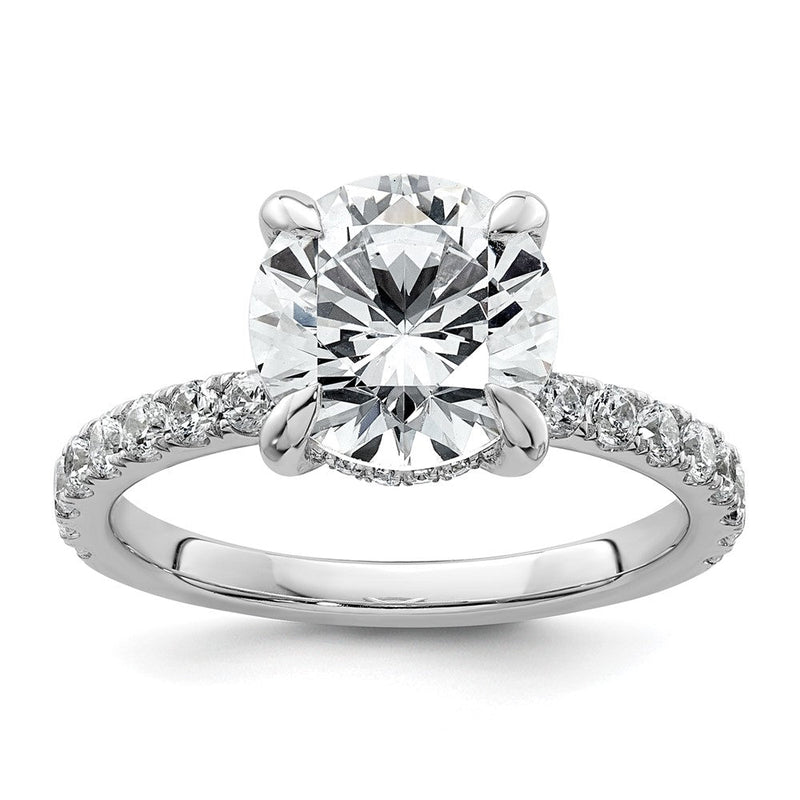 14K Weißgold Verlobungsring mit 0,5 ct. im Labor gezüchteten Diamanten VS/SI+ G+, 3 ct. Mittelstein, Flair-Schliff, rund