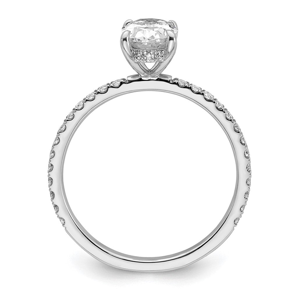 14K Weißgold Verlobungsring mit ovalem Diamant im Flair-Schliff, 1 ct. im Zentrum, 0,33 ct. Laborgezüchteter Diamant, VS/SI+ G+