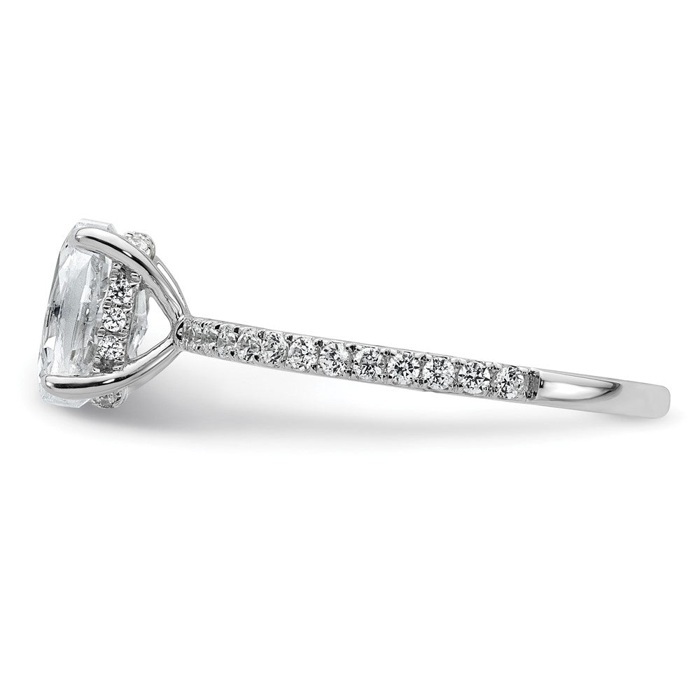 14K Weißgold Verlobungsring mit ovalem Diamant im Flair-Schliff, 1 ct. im Zentrum, 0,33 ct. Laborgezüchteter Diamant, VS/SI+ G+