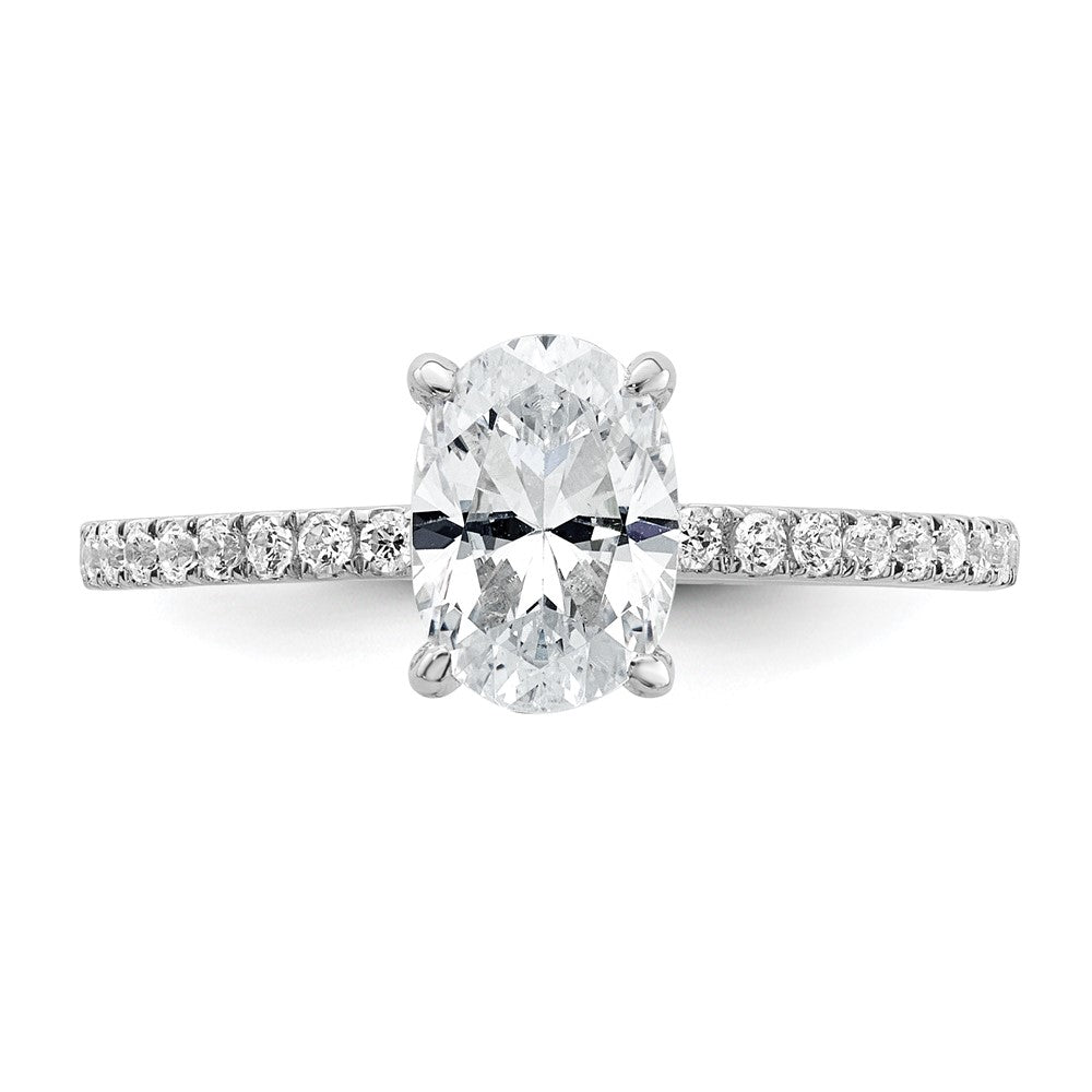 14K Weißgold Verlobungsring mit 1,5 ct. Labor-gezüchteten Diamanten VS/SI+ G+ im Oval-Flair-Schliff