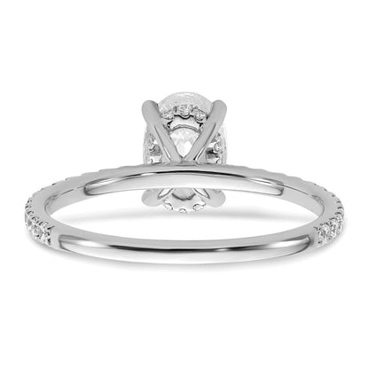 14K Weißgold Verlobungsring mit ovalem Diamant im Flair-Schliff, 1 ct. im Zentrum, 0,33 ct. Laborgezüchteter Diamant, VS/SI+ G+