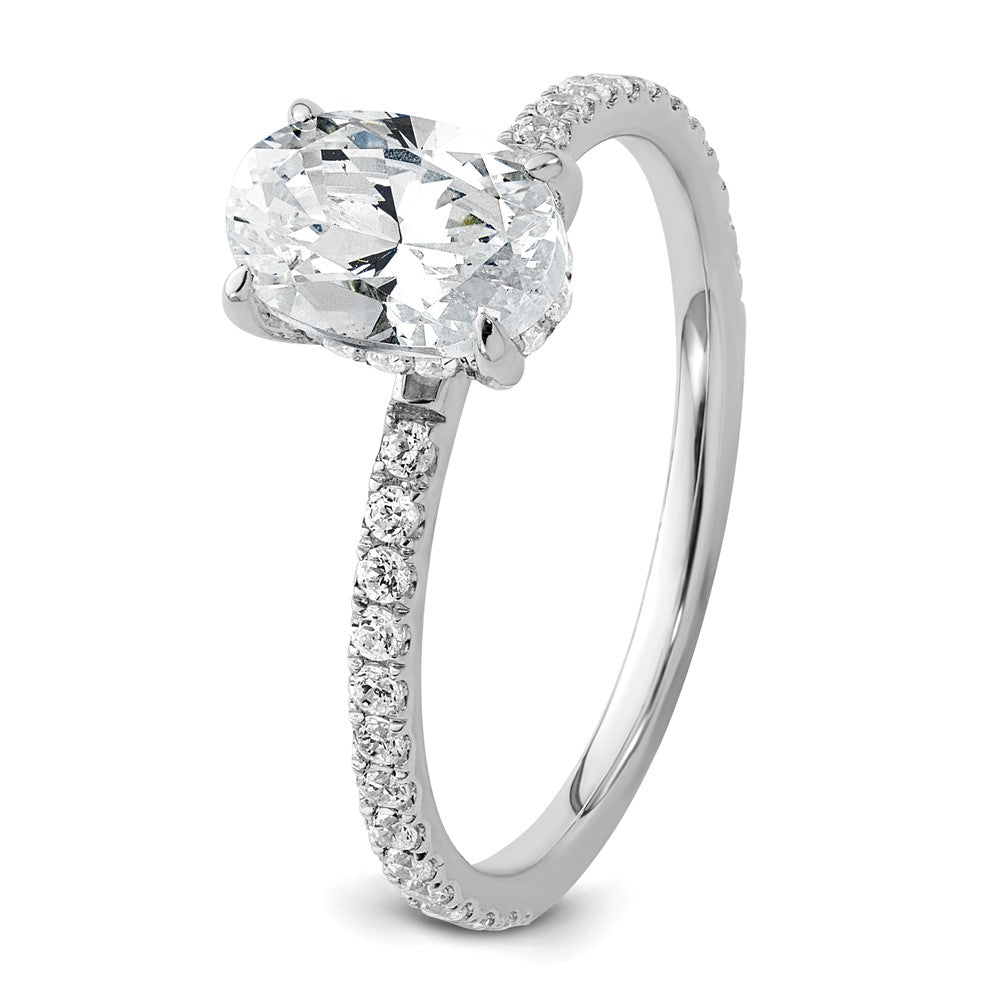 14K Weißgold Verlobungsring mit 1,5 ct. Labor-gezüchteten Diamanten VS/SI+ G+ im Oval-Flair-Schliff