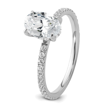 14K Weißgold Verlobungsring mit ovalem Diamant im Flair-Schliff, 1 ct. im Zentrum, 0,33 ct. Laborgezüchteter Diamant, VS/SI+ G+