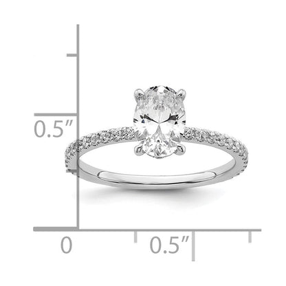 14K Weißgold Verlobungsring mit ovalem Diamant im Flair-Schliff, 1 ct. im Zentrum, 0,33 ct. Laborgezüchteter Diamant, VS/SI+ G+