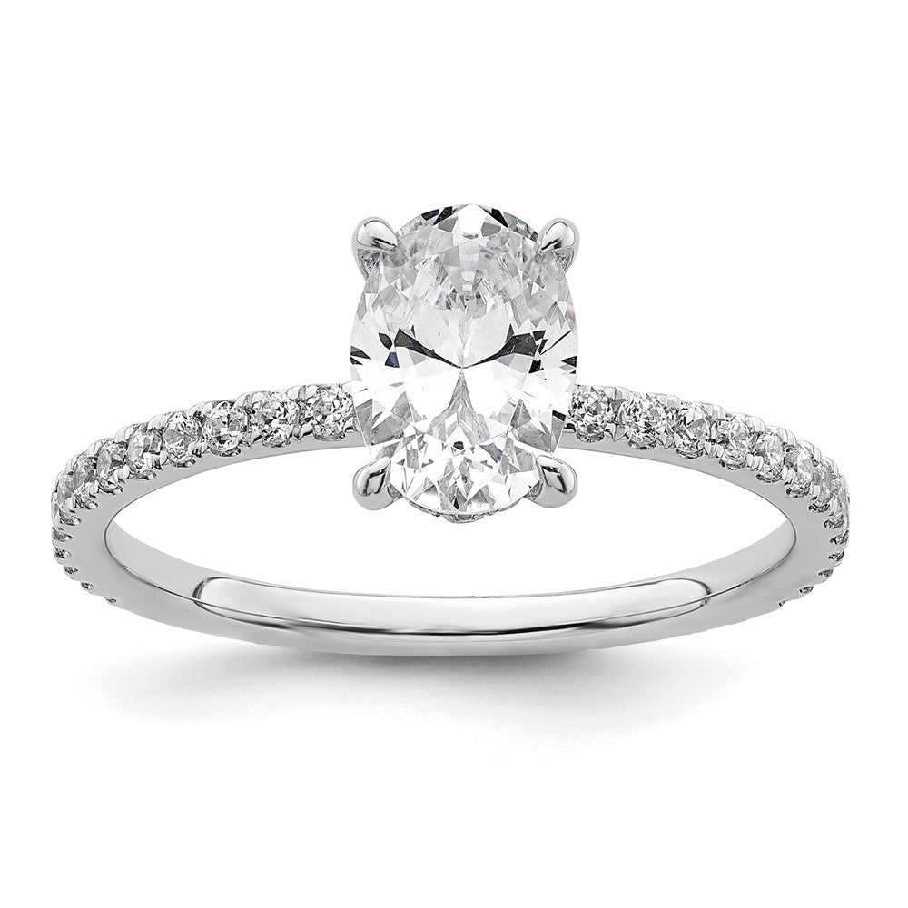 14K Weißgold Verlobungsring mit 1,5 ct. Labor-gezüchteten Diamanten VS/SI+ G+ im Oval-Flair-Schliff