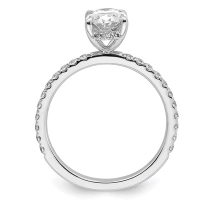 14K Weißgold Verlobungsring mit 1,875 ct. im Labor gezüchteten Diamanten VS/SI+ G+, Oval-Schliff, Flair-Fassung