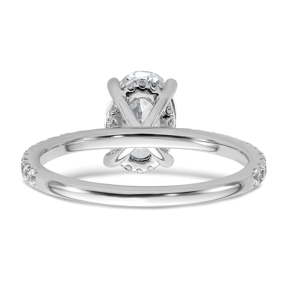 14K Weißgold Verlobungsring mit 0,375 ct. im Labor gezüchteten Diamanten VS/SI+ G+ und 1,5 ct. Mittelstein, Flair-Design, oval