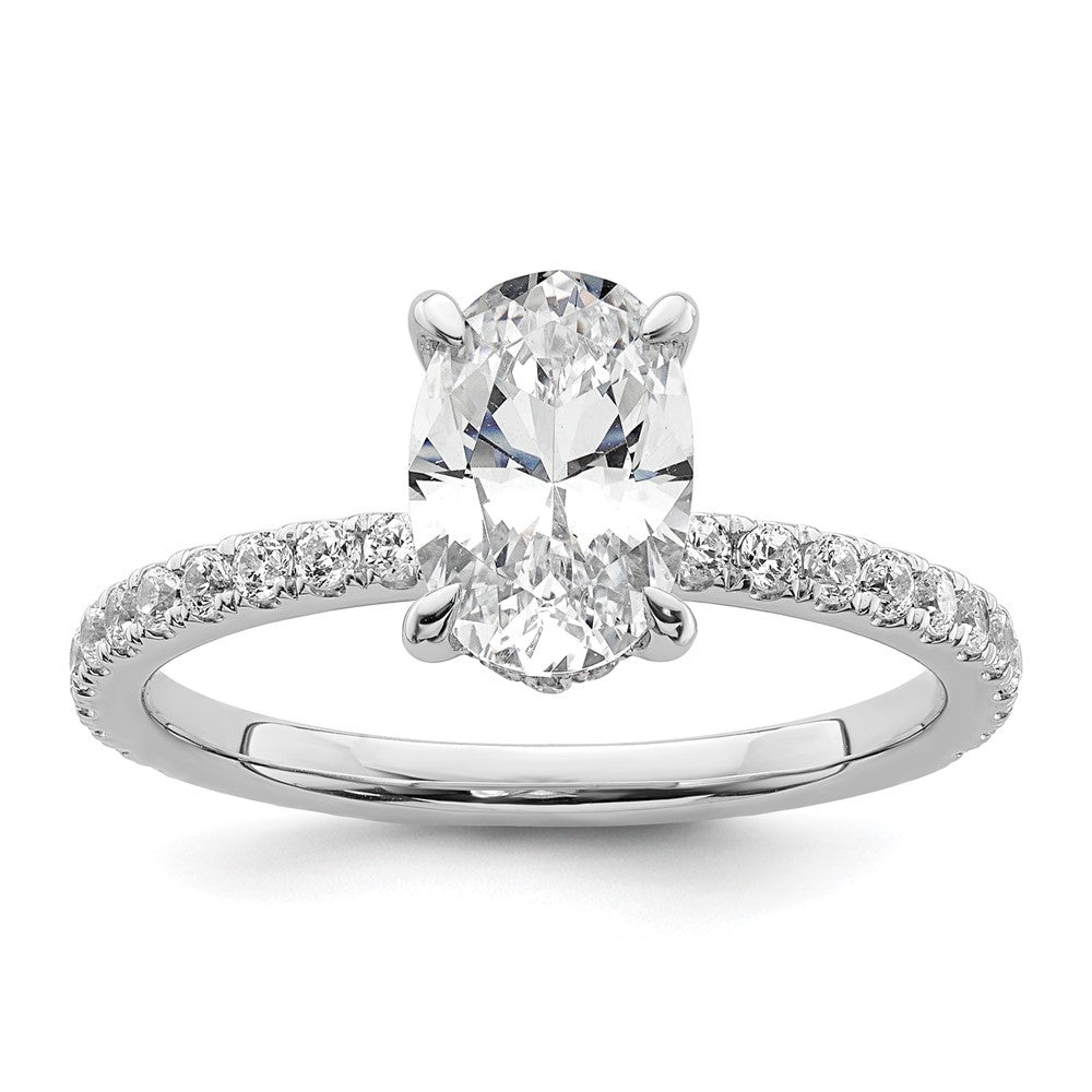 14K Weißgold Verlobungsring mit 1,875 ct. im Labor gezüchteten Diamanten VS/SI+ G+, Oval-Schliff, Flair-Fassung