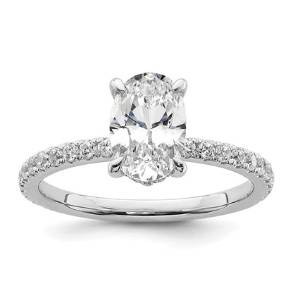14K Weißgold Verlobungsring mit 1,875 ct. im Labor gezüchteten Diamanten VS/SI+ G+, Oval-Schliff, Flair-Fassung