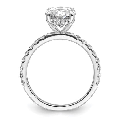 14K Weißgold Verlobungsring mit 3,5 ct. Labor gezüchteten Diamanten VS/SI+ G+ Flair Oval