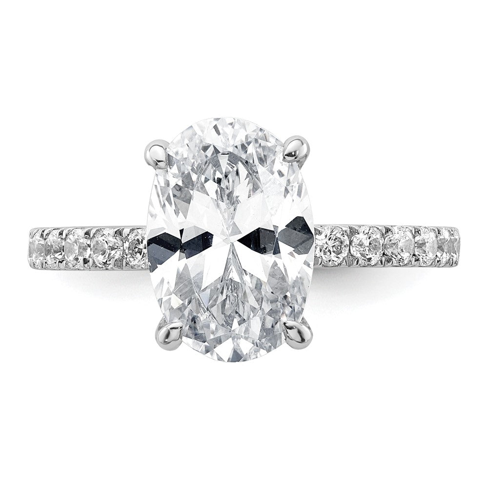 14K Weißgold Verlobungsring mit 0,5 ct. im Labor gezüchteten Diamanten VS/SI+ G+, 3 ct. Center, Flair Oval