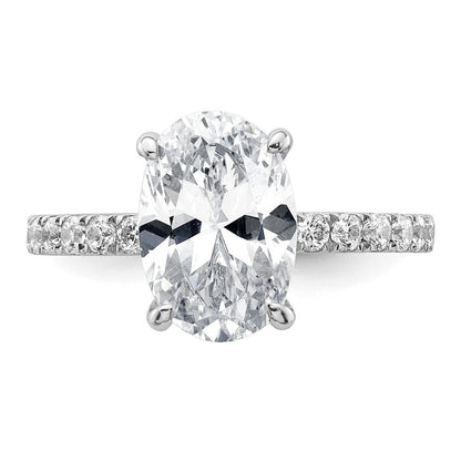 14K Weißgold Verlobungsring mit 0,5 ct. im Labor gezüchteten Diamanten VS/SI+ G+, 3 ct. Center, Flair Oval