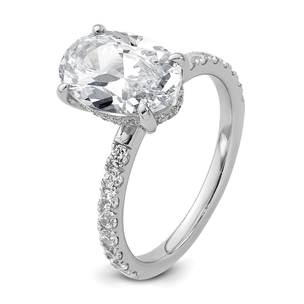 14K Weißgold Verlobungsring mit 0,5 ct. im Labor gezüchteten Diamanten VS/SI+ G+, 3 ct. Center, Flair Oval