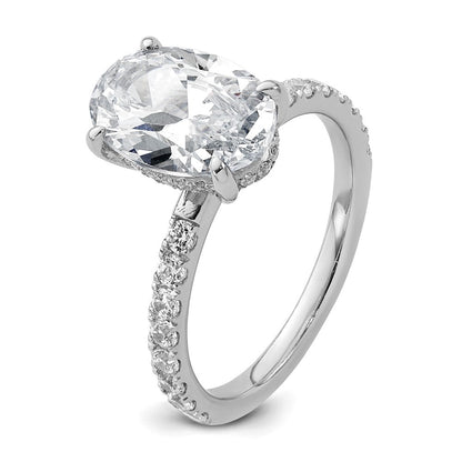14K Weißgold Verlobungsring mit 0,5 ct. im Labor gezüchteten Diamanten VS/SI+ G+, 3 ct. Center, Flair Oval