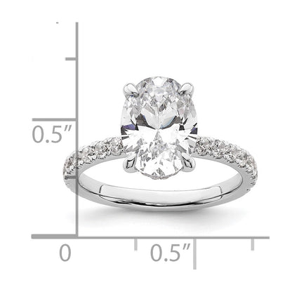 14K Weißgold Verlobungsring mit 0,5 ct. im Labor gezüchteten Diamanten VS/SI+ G+, 3 ct. Center, Flair Oval