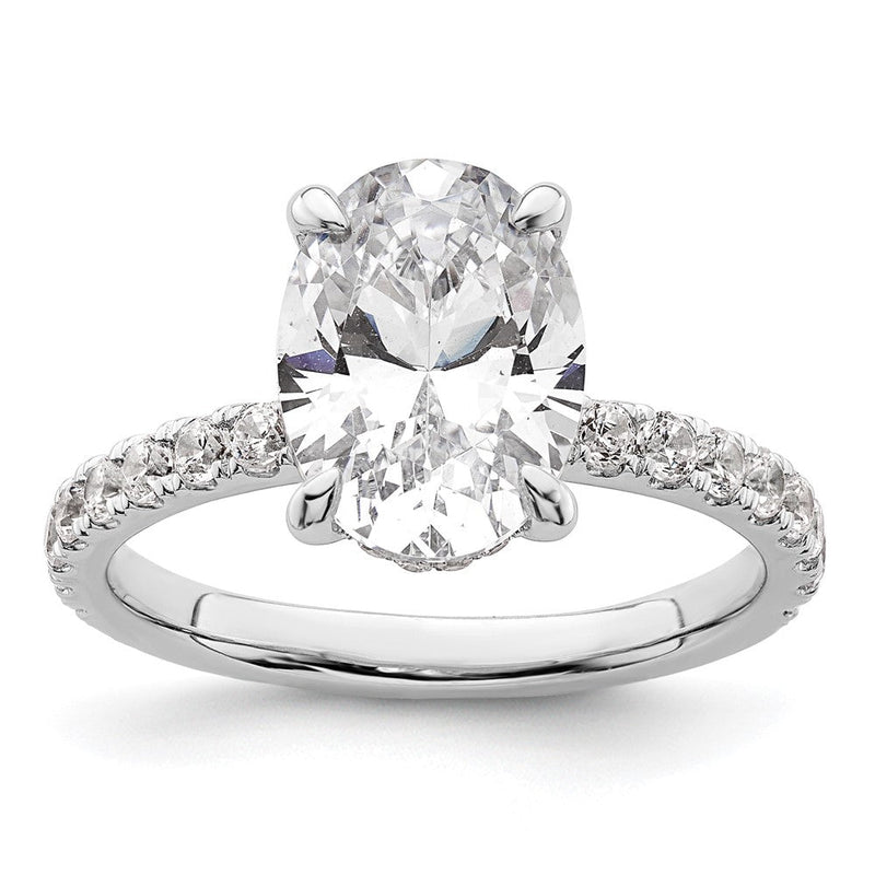14K Weißgold Verlobungsring mit 0,5 ct. im Labor gezüchteten Diamanten VS/SI+ G+, 3 ct. Center, Flair Oval
