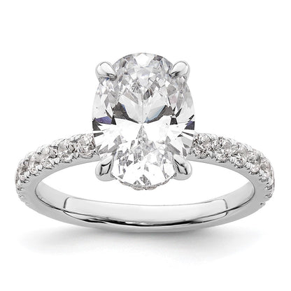 14K Weißgold Verlobungsring mit 3,5 ct. Labor gezüchteten Diamanten VS/SI+ G+ Flair Oval