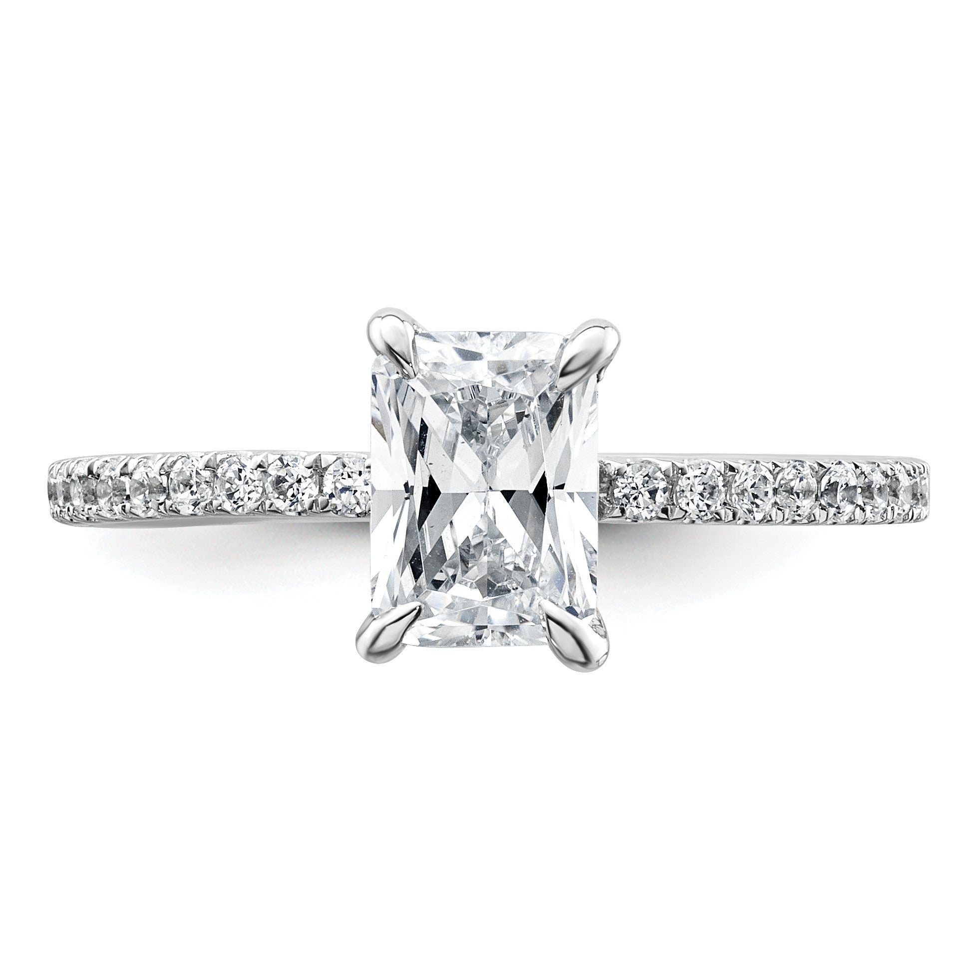 14K Weißgold Solitär-Ring mit Flair, Radiant, 1 ct. Center, VS/SI FGH zertifiziert, Labor gewachsener Diamant