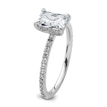 14K Weißgold Verlobungsring mit 0,375 ct. im Laborzüchtung-Diamant VS/SI+ G+, Mittelstein 1 ct. rund im Flair-Fassung