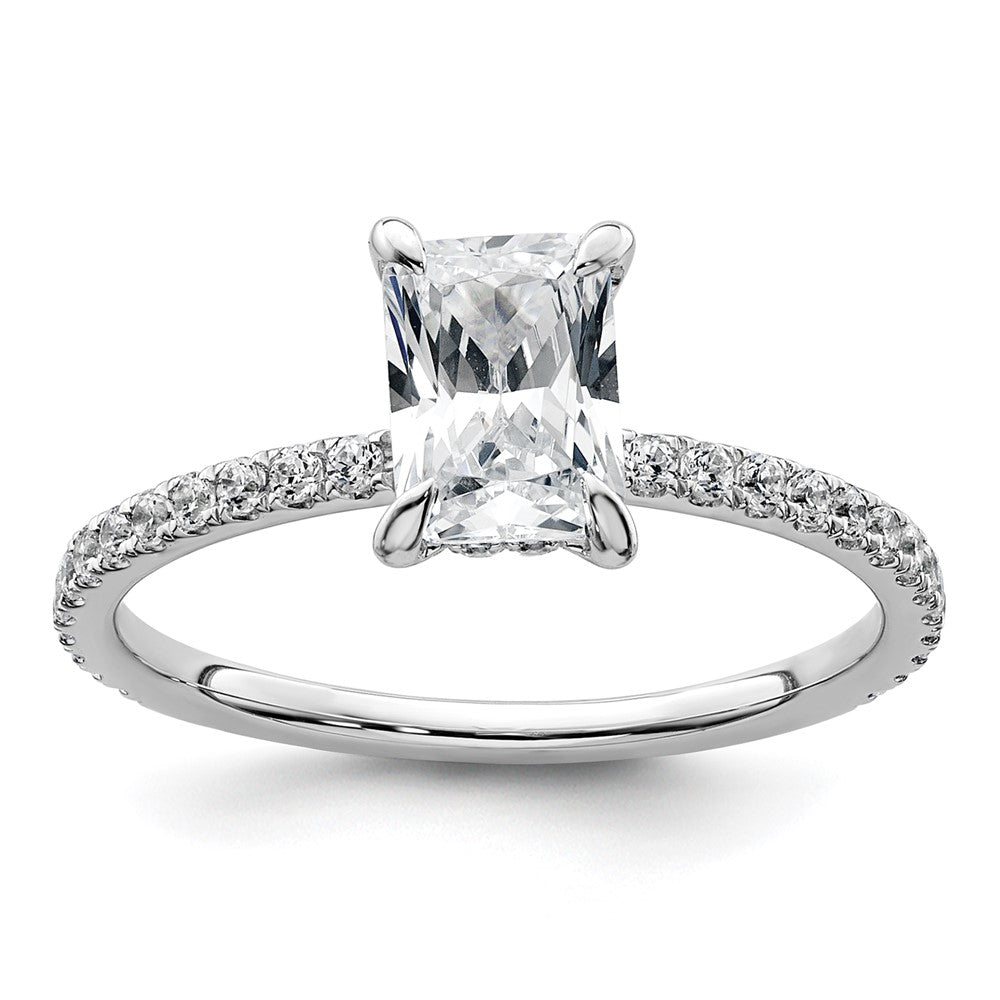 14K Weißgold Verlobungsring mit 0,375 ct. im Laborzüchtung-Diamant VS/SI+ G+, Mittelstein 1 ct. rund im Flair-Fassung