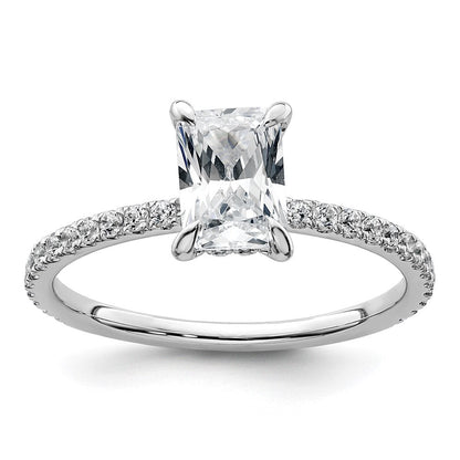 14K Weißgold Verlobungsring mit 0,375 ct. im Laborzüchtung-Diamant VS/SI+ G+, Mittelstein 1 ct. rund im Flair-Fassung