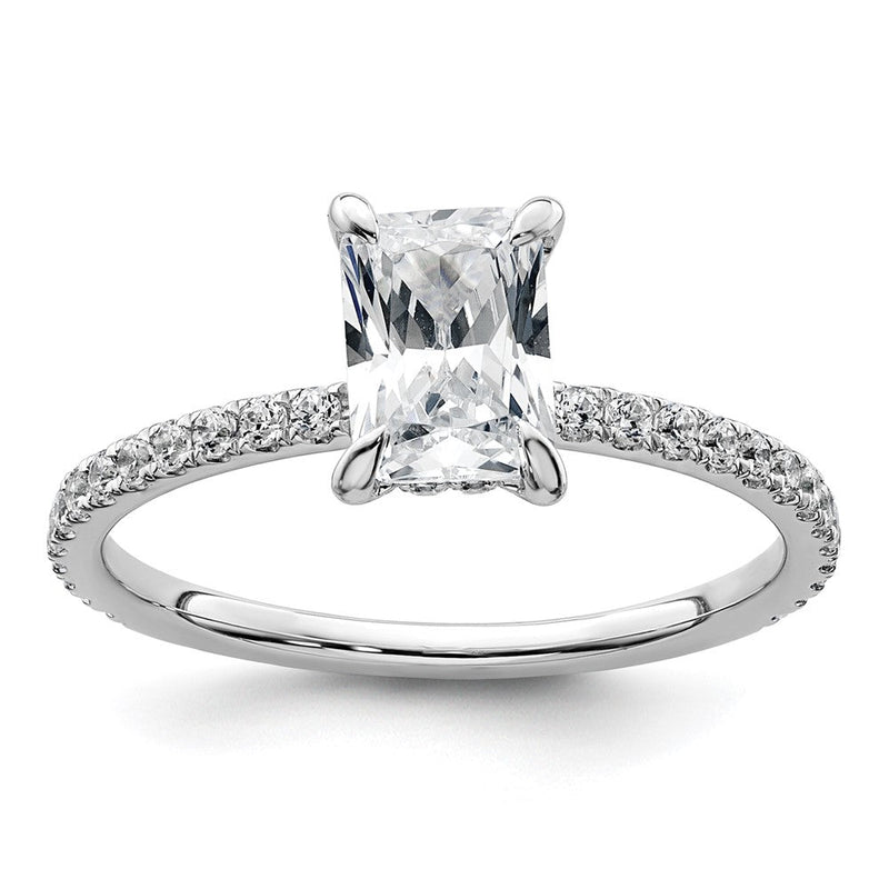 14K Weißgold Verlobungsring mit 0,375 ct. im Laborzüchtung-Diamant VS/SI+ G+, Mittelstein 1 ct. rund im Flair-Fassung