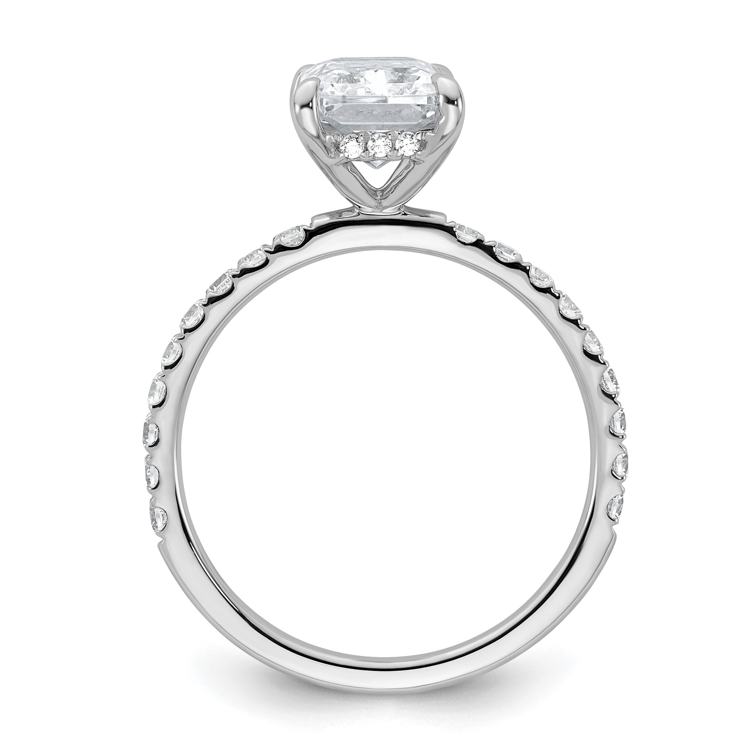 14K Weißgold Solitär-Ring mit Flair, Radiant-Schliff, 2 ct. Mittelstein, VS/SI, FGH, zertifizierter Labor-Diamant