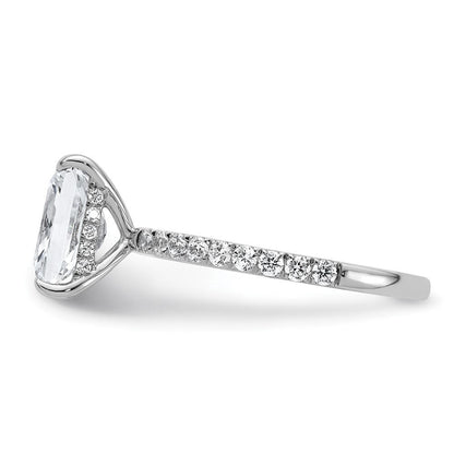 14K Weißgold Verlobungsring mit Radiant-Schliff und im Labor gezüchteten Flair-Diamanten, VS/SI FGH