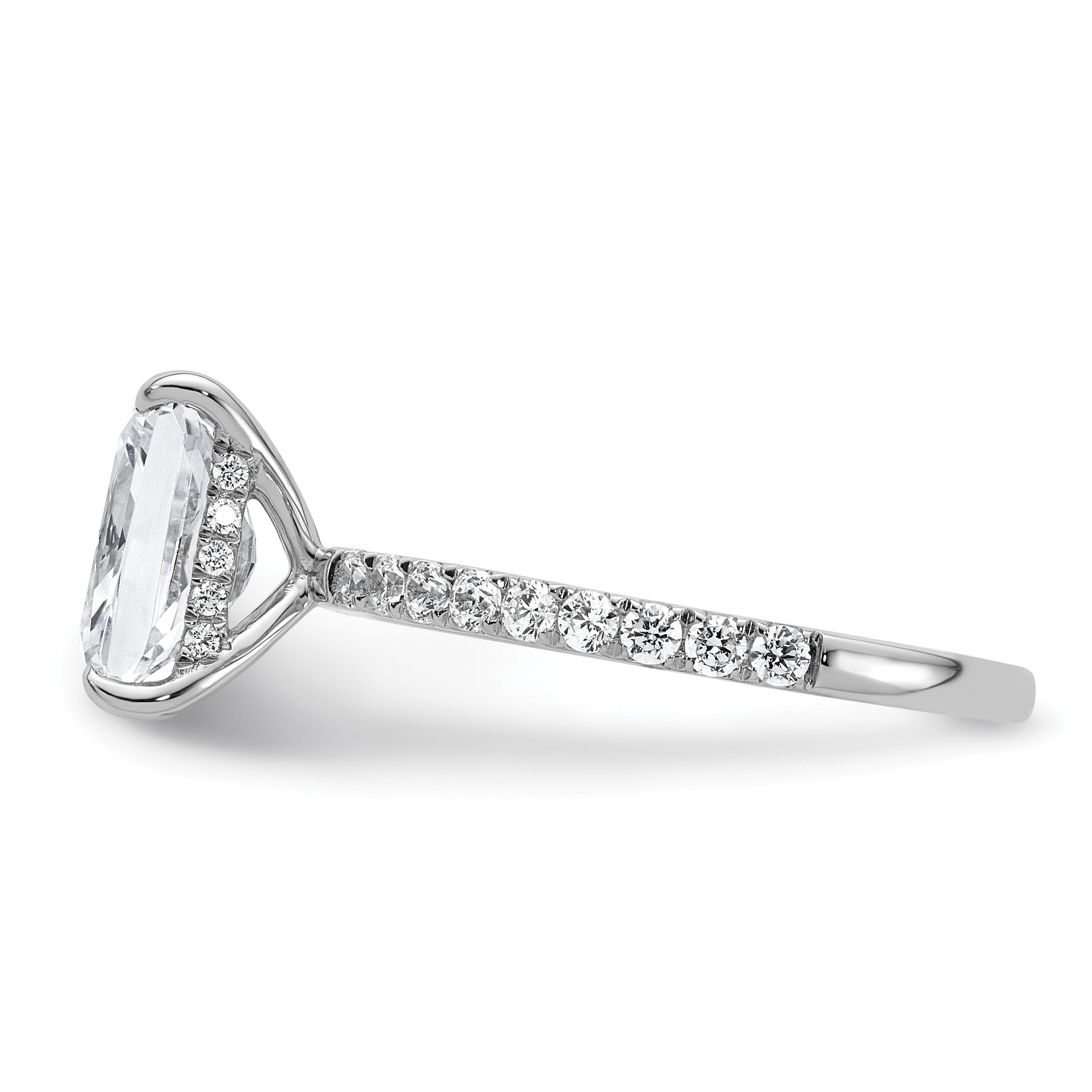 14K Weißgold Solitär-Ring mit Flair, Radiant-Schliff, 2 ct. Mittelstein, VS/SI, FGH, zertifizierter Labor-Diamant