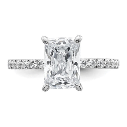 14K Weißgold Verlobungsring mit Radiant-Schliff und im Labor gezüchteten Flair-Diamanten, VS/SI FGH