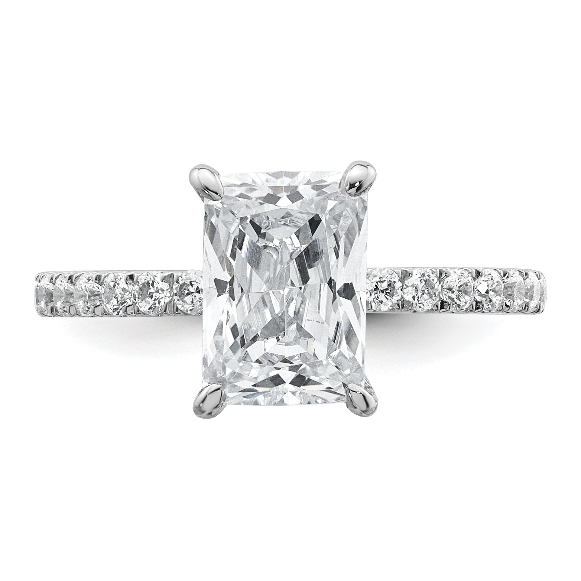 14K Weißgold Solitär-Ring mit Flair, Radiant-Schliff, 2 ct. Mittelstein, VS/SI, FGH, zertifizierter Labor-Diamant