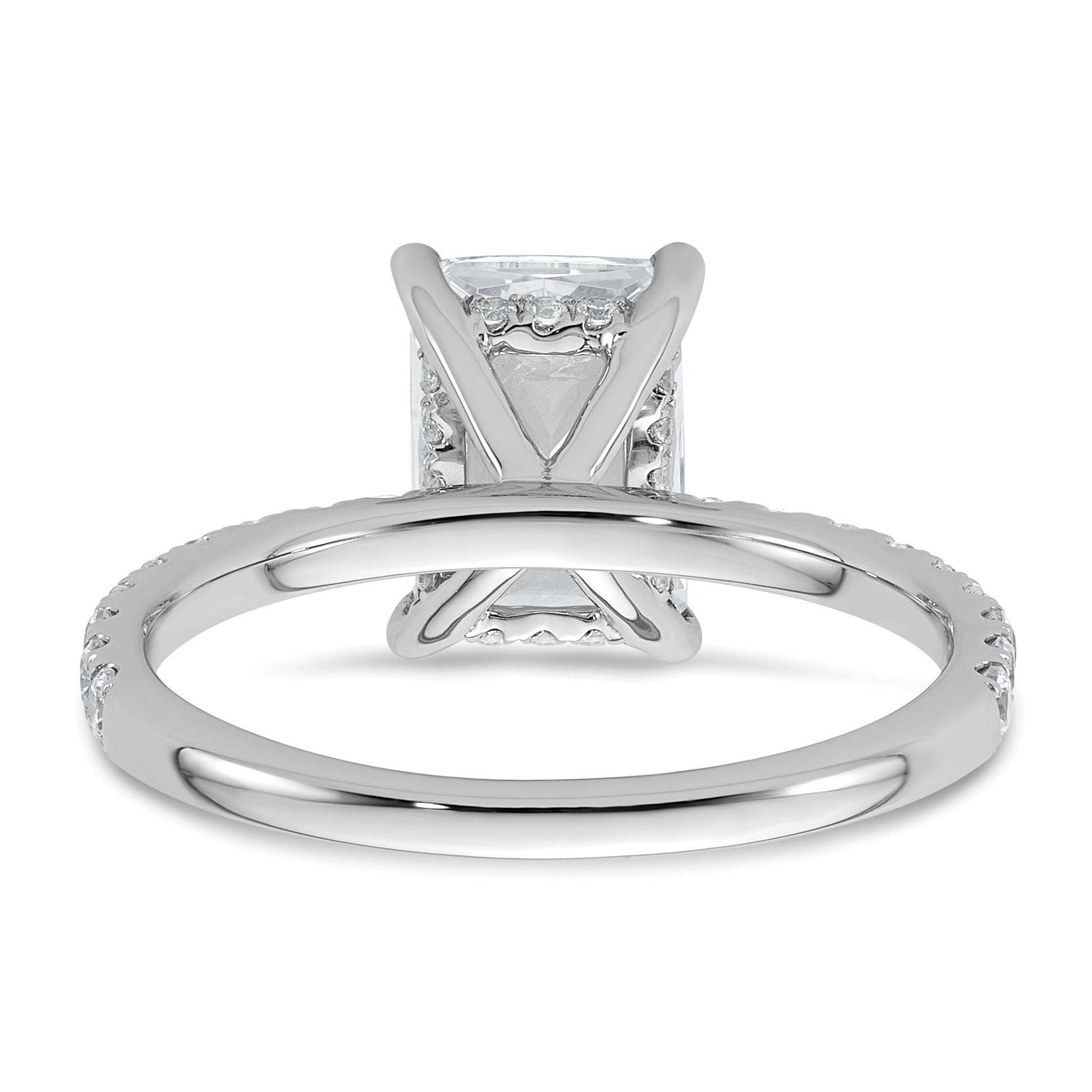 14K Weißgold Solitär-Ring mit Flair, Radiant-Schliff, 2 ct. Mittelstein, VS/SI, FGH, zertifizierter Labor-Diamant