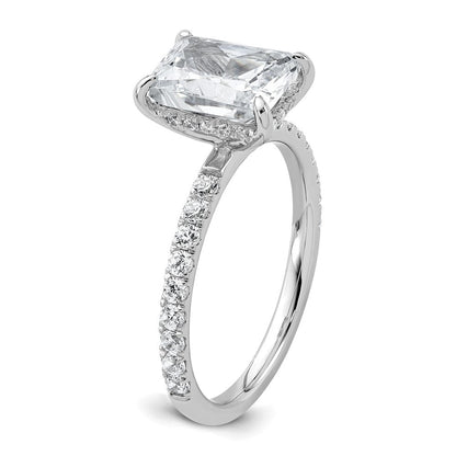 14K Weißgold Verlobungsring mit Radiant-Schliff und im Labor gezüchteten Flair-Diamanten, VS/SI FGH