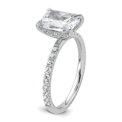 14K Weißgold Solitär-Ring mit Flair, Radiant-Schliff, 2 ct. Mittelstein, VS/SI, FGH, zertifizierter Labor-Diamant