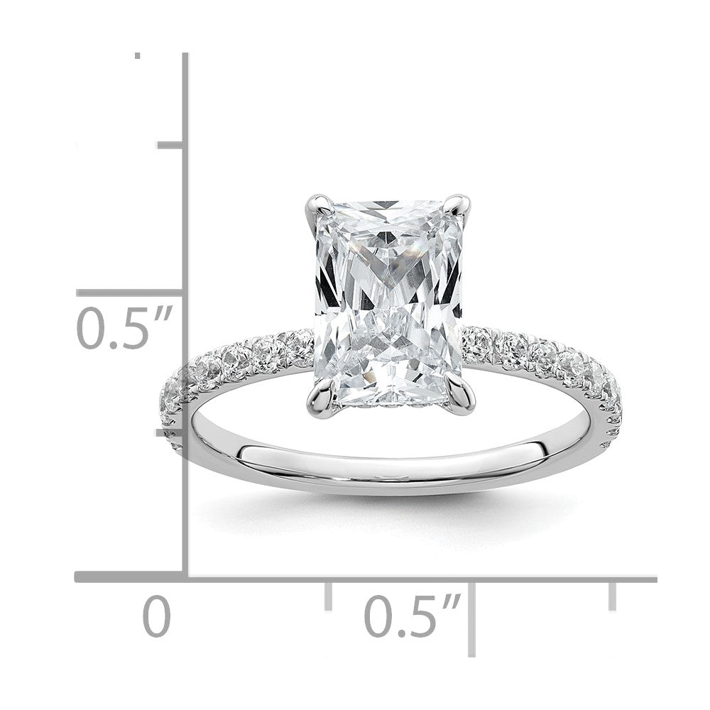 14K Weißgold Verlobungsring mit Radiant-Schliff und im Labor gezüchteten Flair-Diamanten, VS/SI FGH