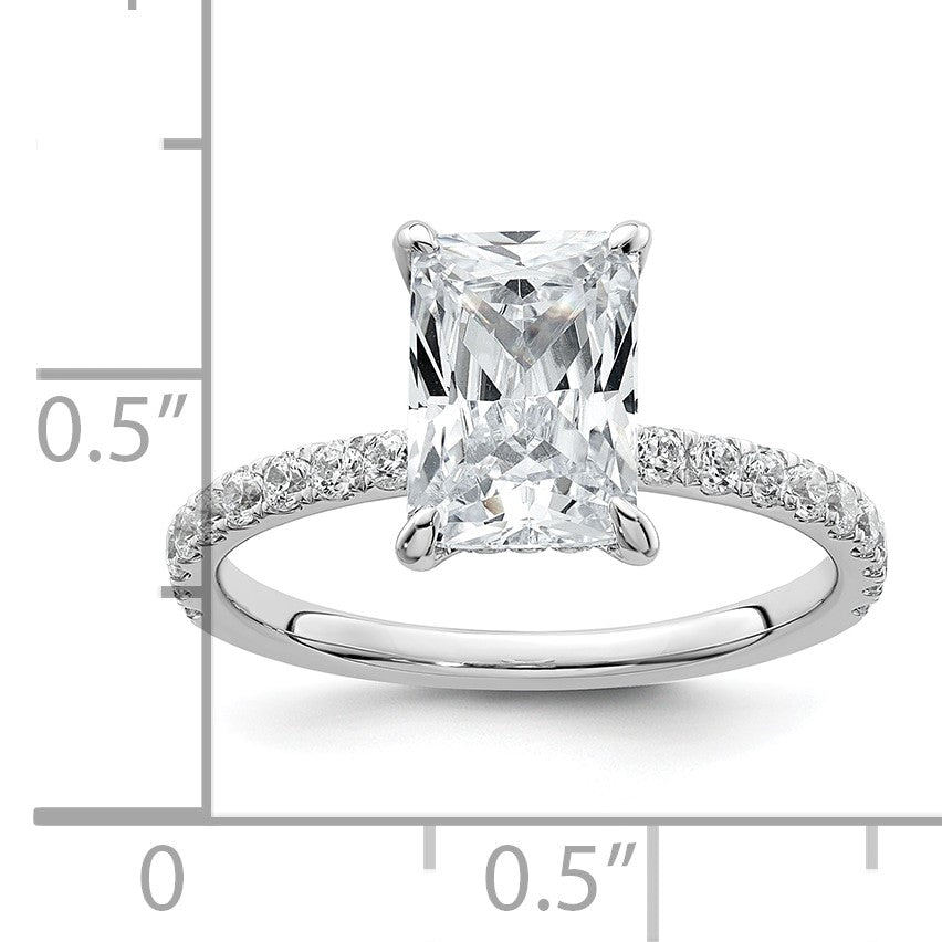 14K Weißgold Solitär-Ring mit Flair, Radiant-Schliff, 2 ct. Mittelstein, VS/SI, FGH, zertifizierter Labor-Diamant