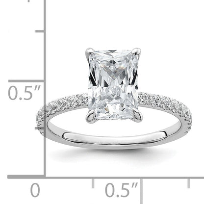 14K Weißgold Solitär-Ring mit Flair, Radiant-Schliff, 2 ct. Mittelstein, VS/SI, FGH, zertifizierter Labor-Diamant