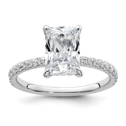 14K Weißgold Verlobungsring mit Radiant-Schliff und im Labor gezüchteten Flair-Diamanten, VS/SI FGH