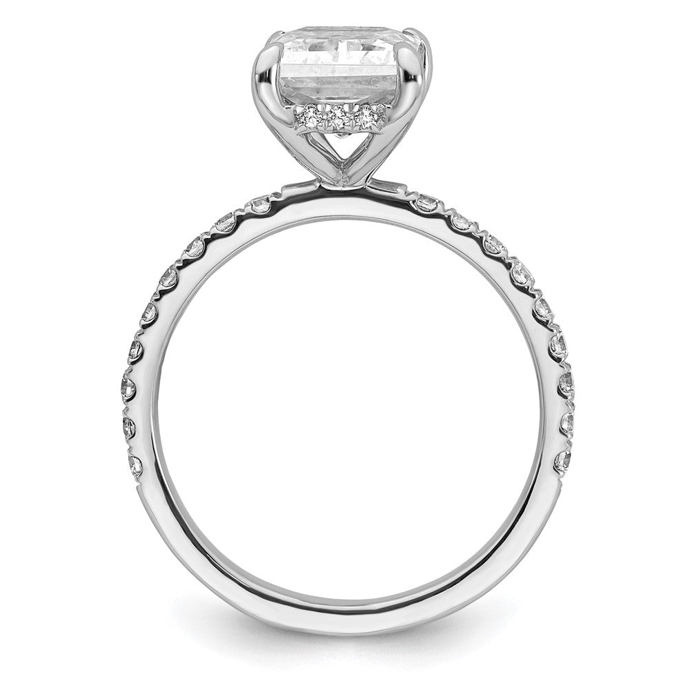 14K Weißgold Verlobungsring mit rundem Semi-Mount, Flair-Fassung, 0,10 ct. Laborgezüchtetem Diamant VS/SI+ G+, 3 ct. Mittelstein