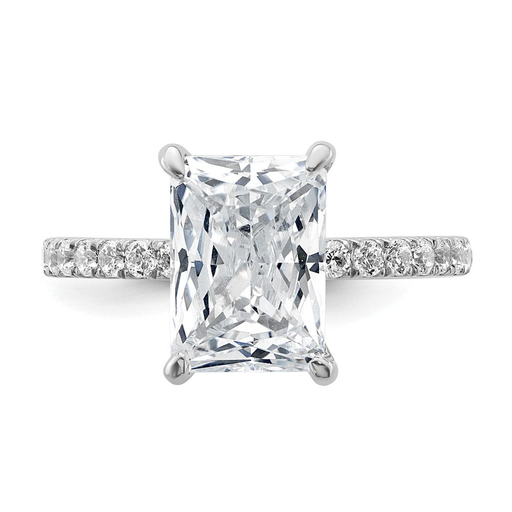 14K Weißgold Verlobungsring mit rundem Semi-Mount, Flair-Fassung, 0,10 ct. Laborgezüchtetem Diamant VS/SI+ G+, 3 ct. Mittelstein