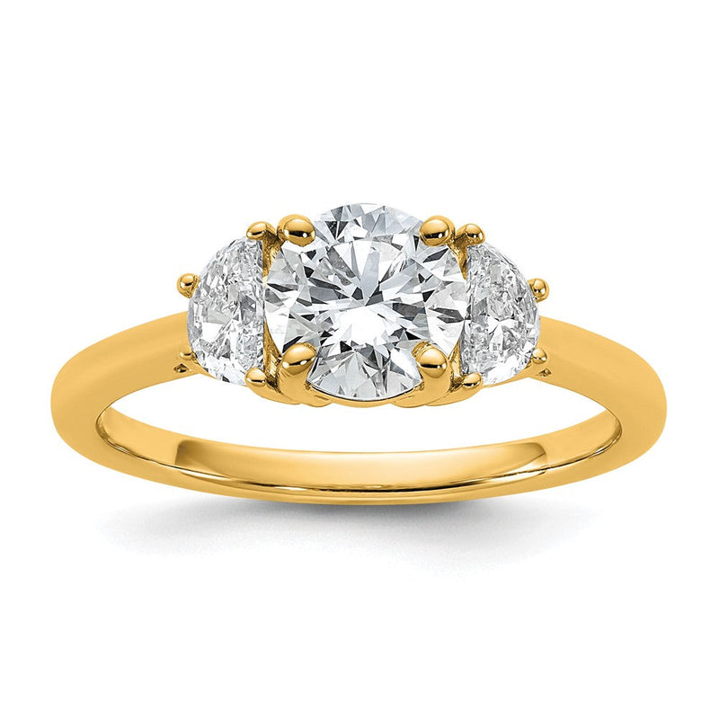 14K Gelbgold 1 3/8 Karat Zertifiziert Im Labor Gezüchtet Diamant Vs/si+ G+ Rund Komplett Dreistein Verlobungsring