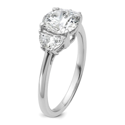 14K Weißgold 1/2 Karat Im Labor Gezüchtet Diamant Vs+ F+ 1 1/2 Karat Mittig Rund Halbfassung Dreistein Verlobungsring