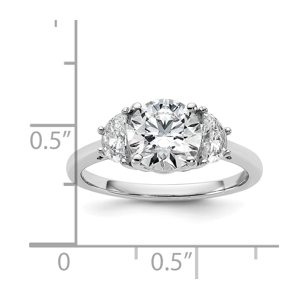 14K Weißgold 1/2 Karat Im Labor Gezüchtet Diamant Vs+ F+ 1 1/2 Karat Mittig Rund Halbfassung Dreistein Verlobungsring
