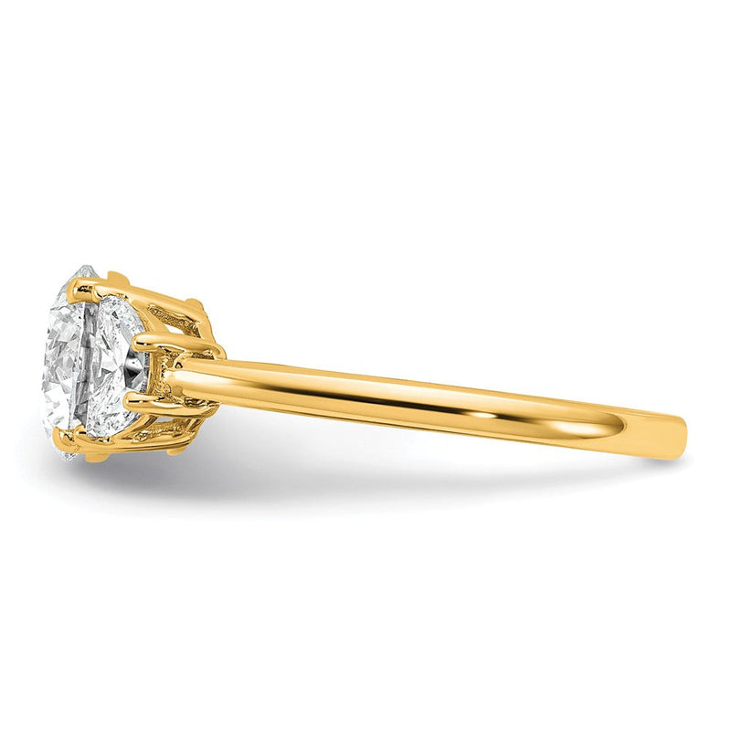 14K Gelbgold 1/2 Karat Im Labor Gezüchtet Diamant Vs+ F+ 1 1/2 Karat Mittig Rund Halbfassung Dreistein Verlobungsring