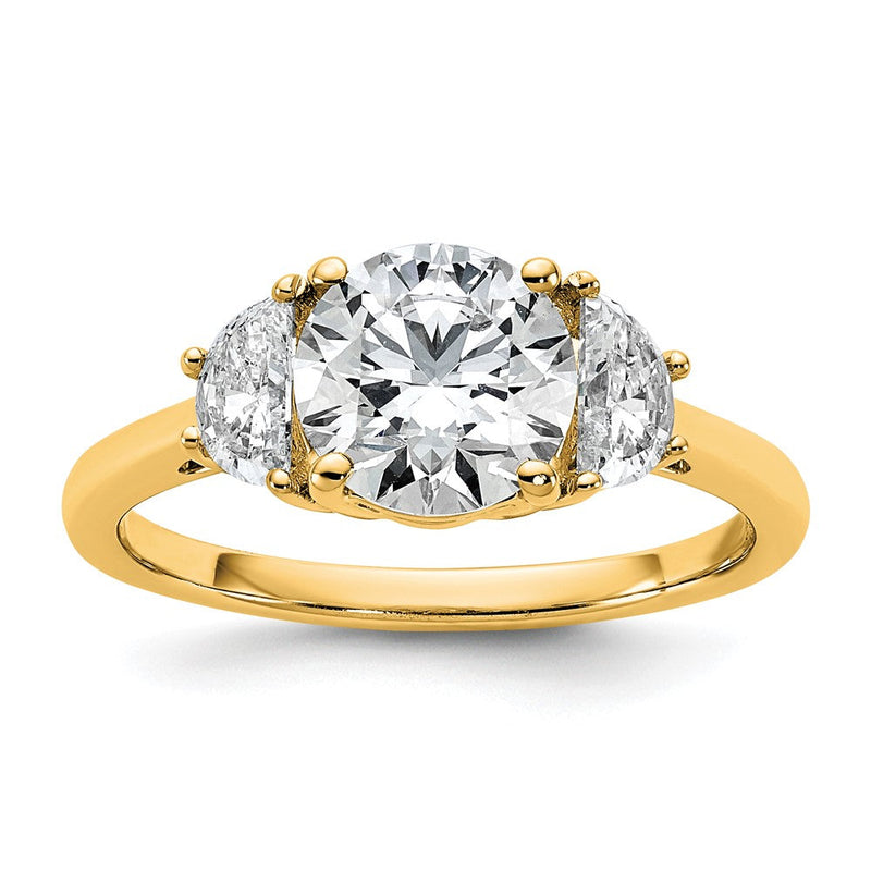14K Gelbgold 1/2 Karat Im Labor Gezüchtet Diamant Vs/si+ G+ 1 1/2 Karat Mittig Rund Halbfassung Dreistein Verlobungsring